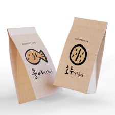 크라프트 코팅 호두, 붕어빵 일러스트 각대봉투  (소)